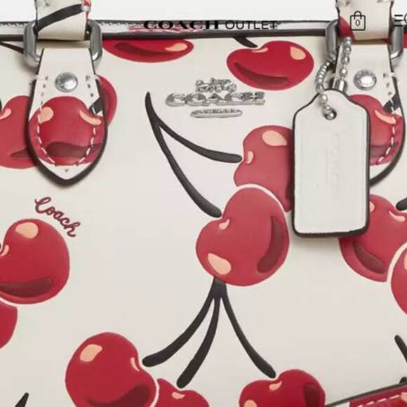 New Coach MINI White and Red Satchel/Crossbody Bag with Cherry Print - Picture 4 of 9
